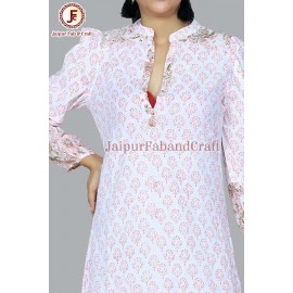 Women adorable hand block print A line frill dress
