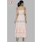 Women petite peach A-Line Self-Striped Tired Dress