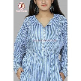 Women stripes Bishop sleeves maxi dress