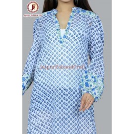Women adorable hand block print A line frill dress