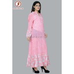 Women adorable hand block print A line frill dress