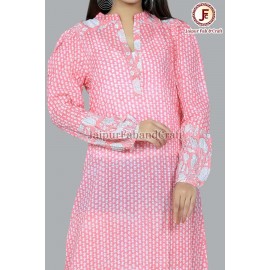 Women adorable hand block print A line frill dress