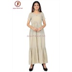 Women Oat solid Draw string maxi dress