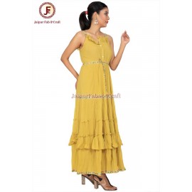 Women petite Mustered A-Line Self-Striped Tired Dress