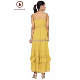 Women petite Mustered A-Line Self-Striped Tired Dress